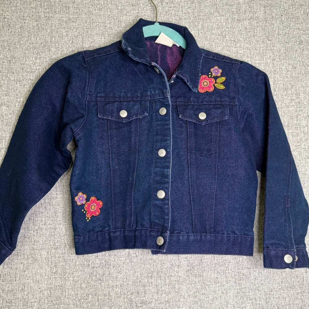 New Legends Denim Jacket with Floral‎ Embroidery Size 6X